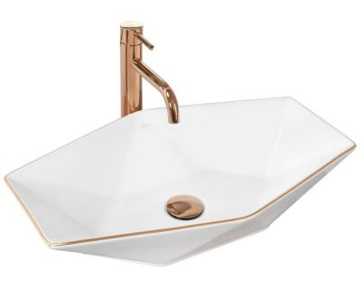 Умывальник на столешницу Rea Vegas Rose White Gold Edge