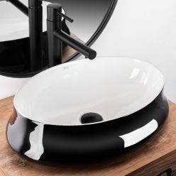 Умывальник на столешницу Rea Angela White Black