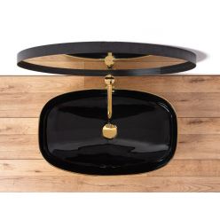 Умывальник на столешницу Rea Rich Gold/Black