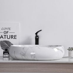 Умывальник на столешницу Rea Melania Shiny Aiax Marble