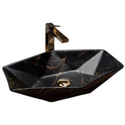 Умывальник на столешницу REA VEGAS BLACK MARBLE MAT