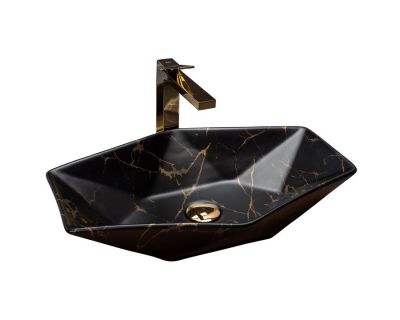 Умывальник на столешницу REA VEGAS BLACK MARBLE MAT
