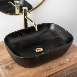 Умывальник на столешницу Rea Black Marble Mat