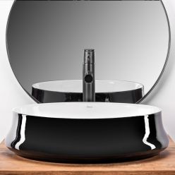 Умывальник на столешницу Rea Angela White Black