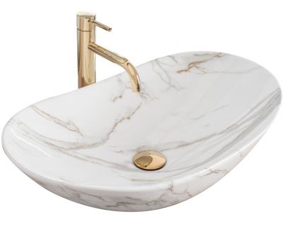 Умывальник на столешницу Rea Royal Shiny Aiax Marmur