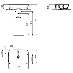 Умывальник накладная Ideal Standart IPALYSS E139301, 55x38