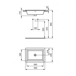 Встраиваемый умывальник Ideal Standard Strada K078001, 59x43.5