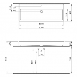 Раковина Bocchi Milano 120х46 1394-001-0126 белая