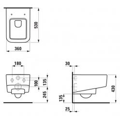 Унитаз подвесной Laufen Pro S Rimless 8.2096.2.400.000.1 безободковый, покрытие LCC