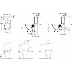 Чаша для унитаза Villeroy&Boch O'Novo 36x67, горизонт. выпуск, безободковый, 5661R001