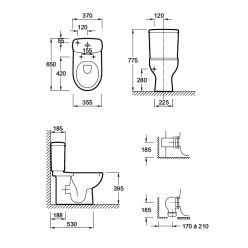 Унитаз напольный Jacob Delafon Panache E1370-00 с выпуском «vario»