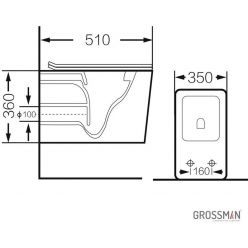 Унитаз подвесной Grossman GR-4460S 51x35 сиденье Duroplast, микролифт