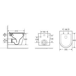 Унитаз подвесной Grossman GR-4478SQ безободковый, с тонкой крышкой duroplast soft-close, круговой бесшумный смыв Торнадо