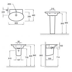 Раковина 60 см Jacob Delafon Presquile E4438-00