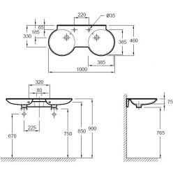 Раковина 100 см Jacob Delafon Formilia Spherik E4502-00