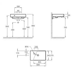 Раковина 60 см Jacob Delafon Rythmik EXR112-Z-00