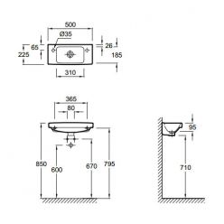 Раковина 56 см Jacob Delafon Odeon Up E4755G-00