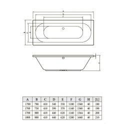 Bonito Home Ilias ванна акриловая 170х75 с ножками, BH-IL-401-170-75/Su