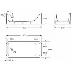 Акриловая отдельностоящая ванна Roca Element 180х80, 724T439000