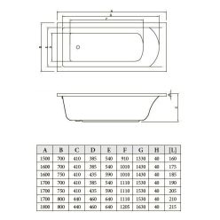 Bonito Home Aventura ванна акриловая 170х80 с ножками, BH-AV-901-170-80/St