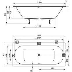 Ванна акриловая Ravak CITY SLIM, 180х80 белая