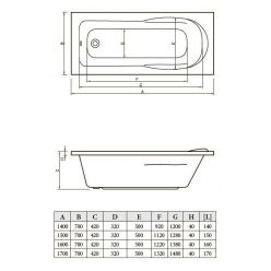 Bonito Home Malva ванна акриловая 150х70 с ножками, BH-MA-204-150/St