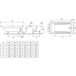 Ванна чугунная 180x85 Jacob Delafon Repos E2904-00