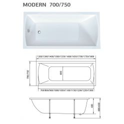 Акриловая ванна 1Marka Modern 130x70