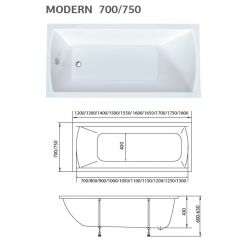 Акриловая ванна 1Marka Modern 155x70