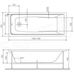 Акриловая ванна Alba Spa Gamma 170x70