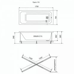 Ванна акриловая Triton Прага 170x70