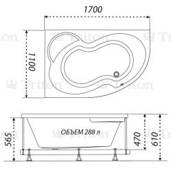 Акриловая ванна Triton Мари 170x110 угловая R правая