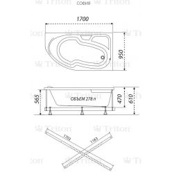 Акриловая ванна Triton София 170x95 угловая R правая