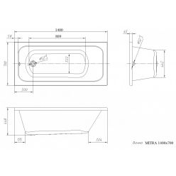 Ванна акриловая VentoSpa Mitra LA 140x70