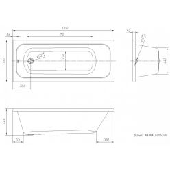 Ванна акриловая VentoSpa Mitra LA 170x70 с каркасом