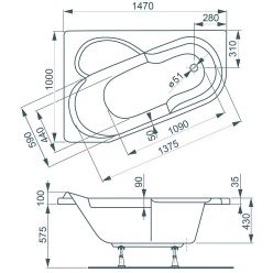 Ванна акриловая Vagnerplast Selena 147x100 L левая