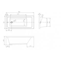 Ванна акриловая Ventospa Novaro 150x70 с каркасом