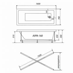 Акриловая ванна Тритон Аура 160x70