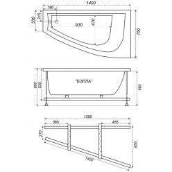 Ванна акриловая Тритон Бэлла Экстра 140x75 с каркасом (левая)