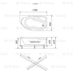 Ванна гидромассажная Тритон София 170x95 правая Стандарт