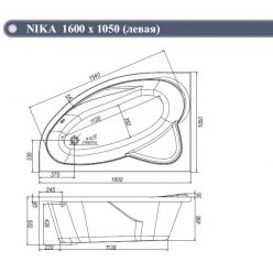 Ванна акриловая VentoSpa Nika 160x105 R