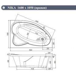 Ванна акриловая VentoSpa Nika 160x105 R с каркасом