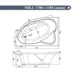 Ванна акриловая VentoSpa Nika 170x115 L