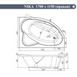 Ванна акриловая VentoSpa Nika 170x115 R