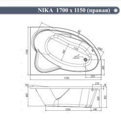 Ванна акриловая VentoSpa Nika 170x115 R с каркасом