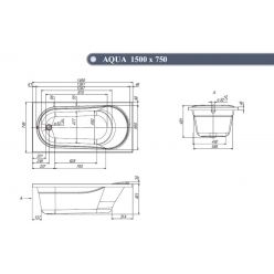 Ванна акриловая VentoSpa Aqua 150x75 с каркасом