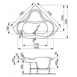Ванна акриловая Vagnerplast Iris 143x143