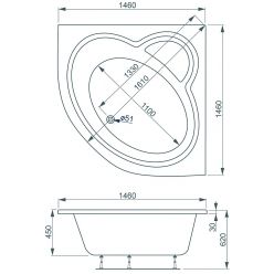 Ванна акриловая Vagnerplast Catalina 146x146