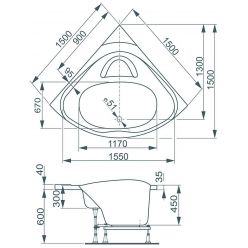 Ванна акриловая Vagnerplast Athena 150x150