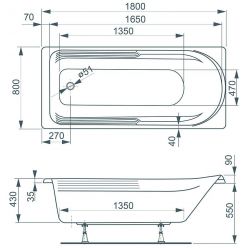 Ванна акриловая Vagnerplast Hera 180x80